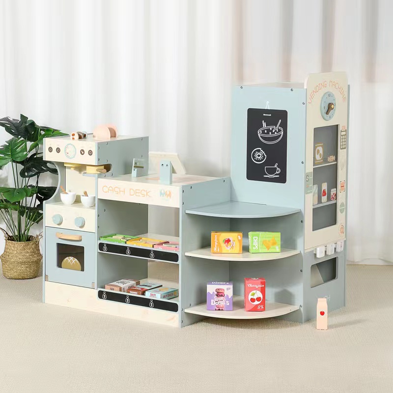 어린이용 나무로 만든 식료품점 놀이 세트, 계산대와 커 - Toy Cash Register 리뷰 및 가격