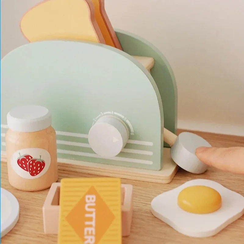나무 시뮬레이션 토스터 장난감 어린이 놀이 주방 아침  - Kids Toys Kitchen Set 리뷰 및 가격